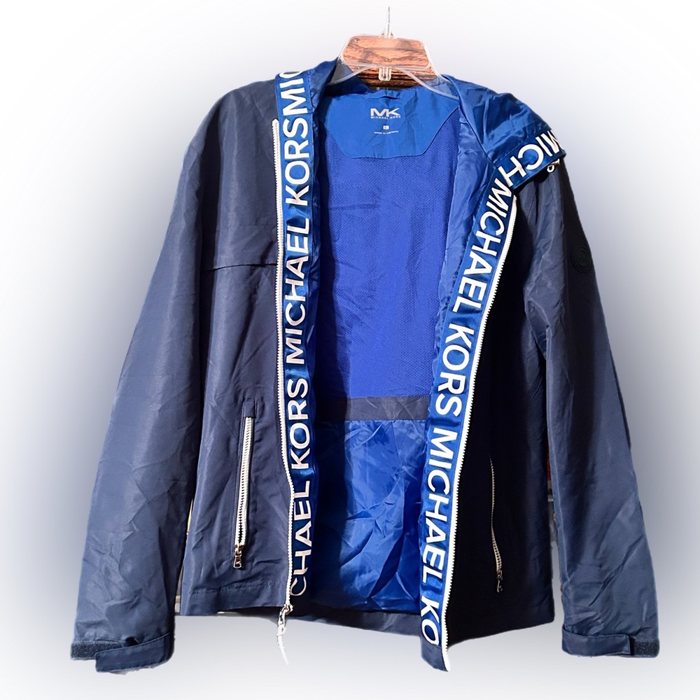 Michael Kors Women’s XL Navy Rain Jacket Travel Engineered Wind Breaker Men’s L